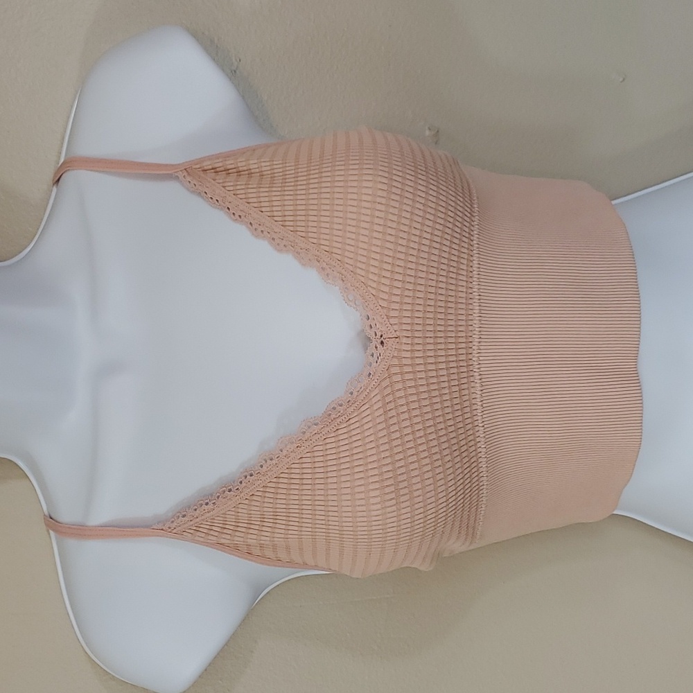 NWOT Waffled Lace Trim Cami/Bralette